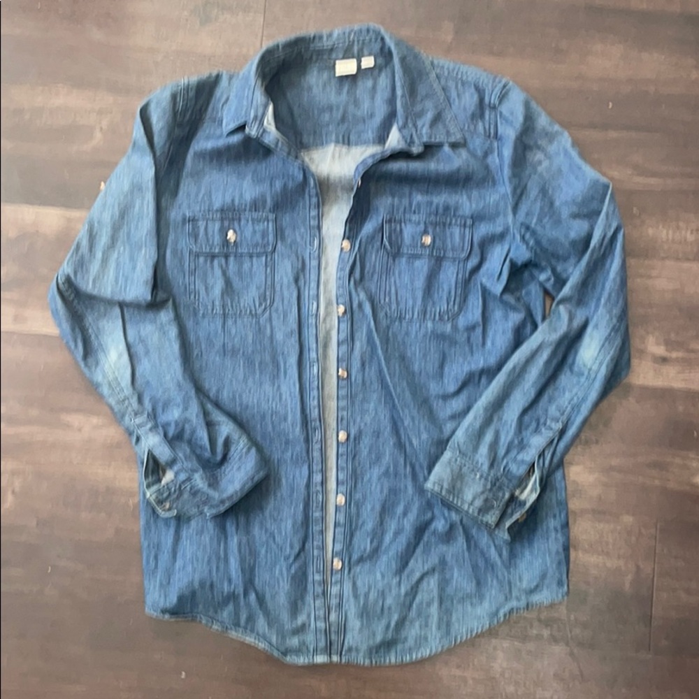 Lightly worn denim shirt, size medium